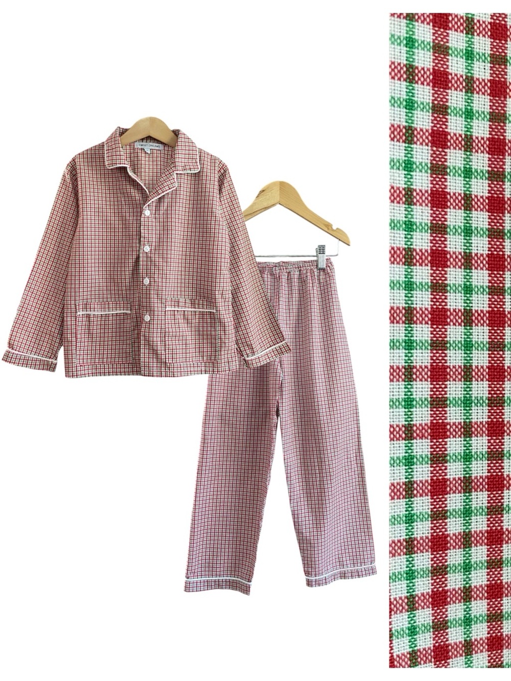 Sweet Dreams Red Green Plaid Christmas Pajama Set 6